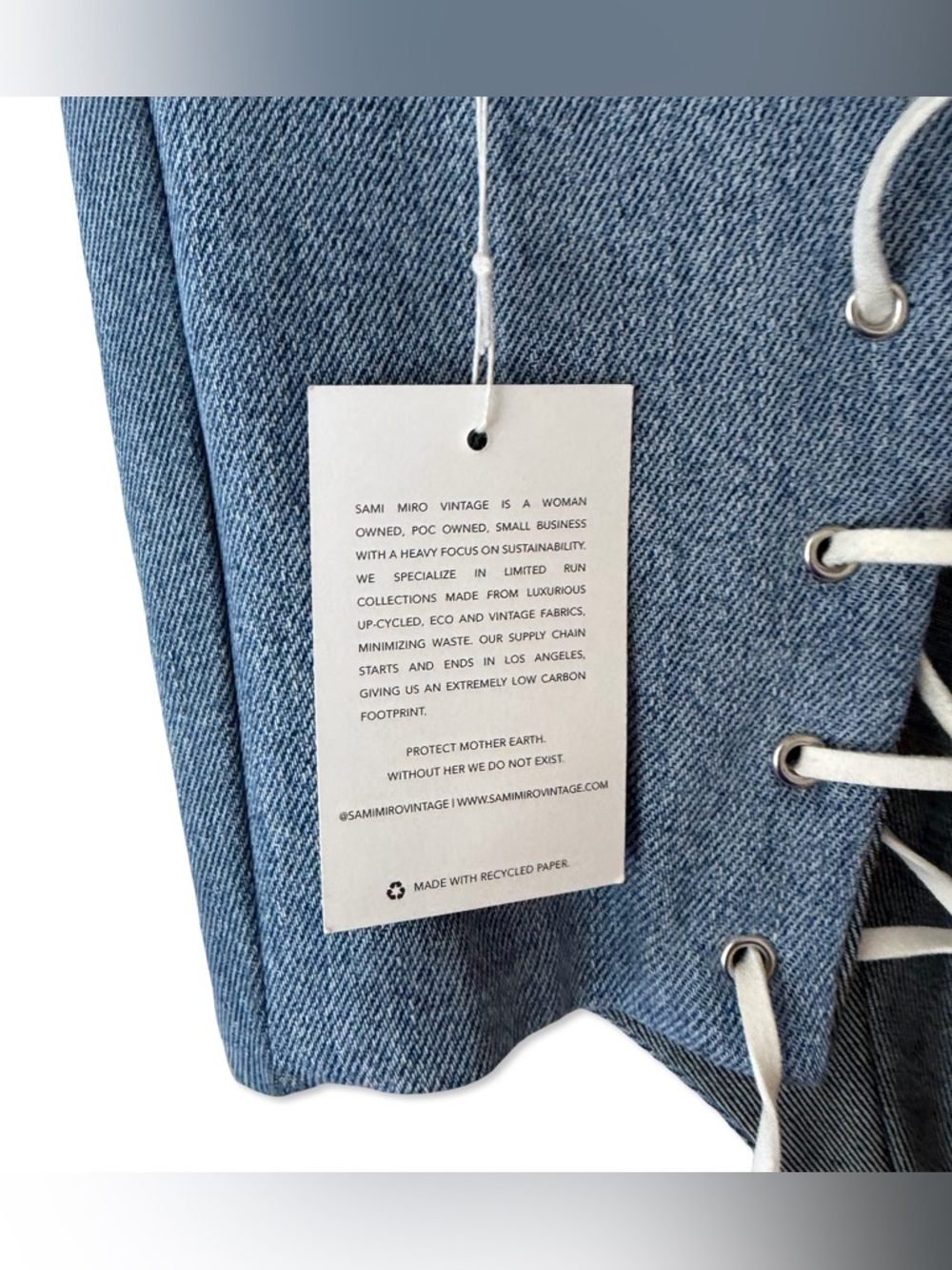 Sami Miro Vintage Corset Top Denim Blue Crop Bustier Revolve S — image 6 of 8
